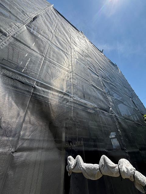 中央市　足場設置写真